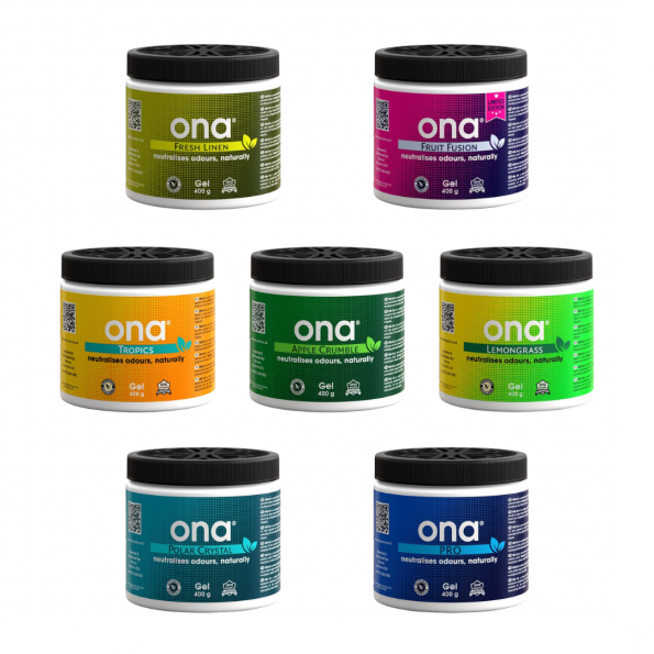 ONA Gel Geruchsneutralisierer – Größen 400 g bis 20 kg, Sorten Apple Crumble, Fresh Linen, Fruit Fusion, Lemongrass, Polar Crystal, PRO, Tropics